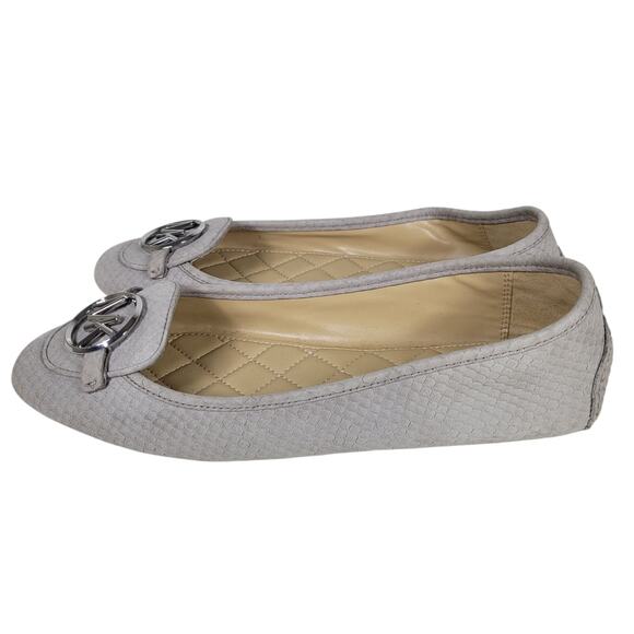 Michael Kors Gray Suede Quilted Ballet Flats Womens Size 9M Classic Logo Slip-On - Picture 2 of 8